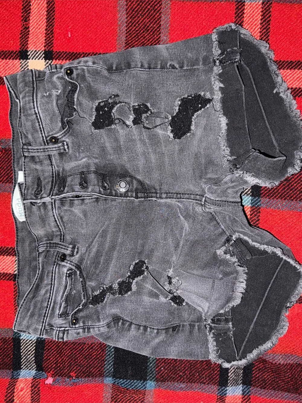 Mudd Black Distressed Kids Denim Shorts